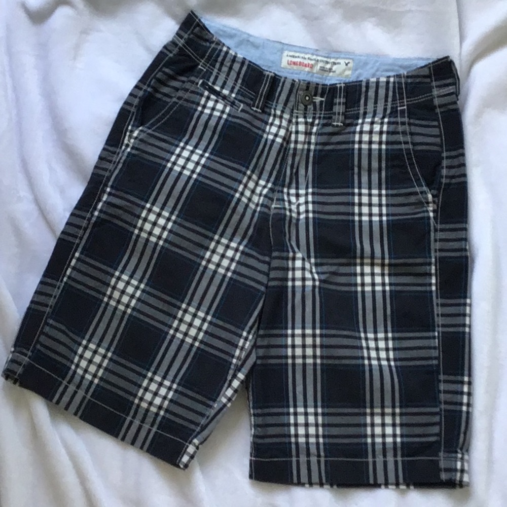 American Eagle Plaid Longboard Shorts